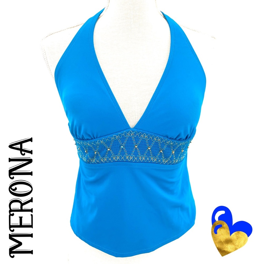 Blue and gold halter tankini top 🎁🎁